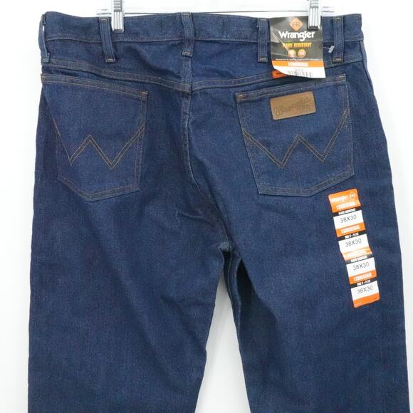 Wrangler FR Jeans Mens 38x30 Blue Flame Resistant Workwear 13MWZ HRC2 2112 Denim - Picture 10 of 15